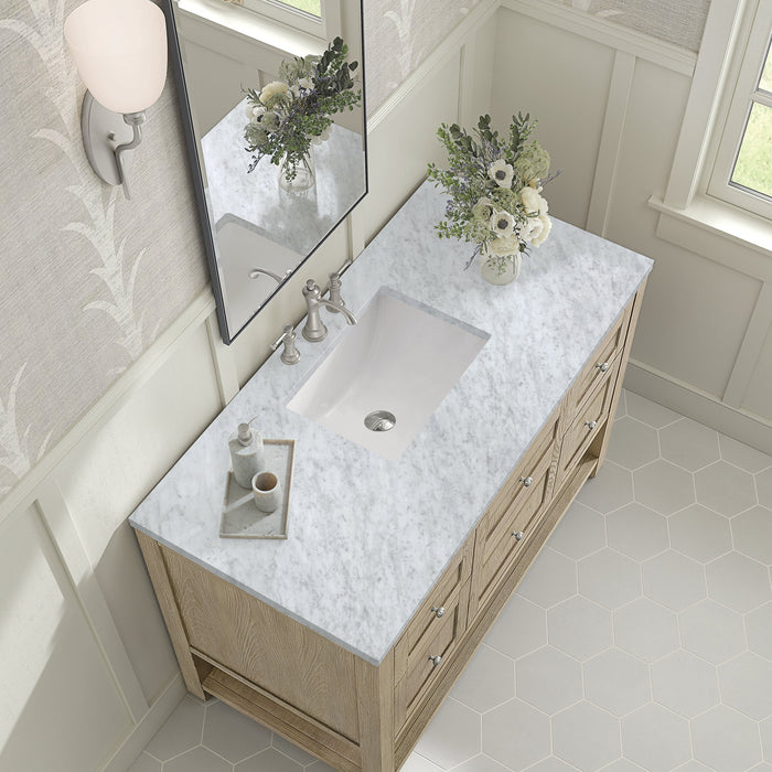 Breckenridge 48" Single Vanity in Whitewashed Oak Single Bathroom Vanity James Martin Vanities Parisien Bleu Quartz 