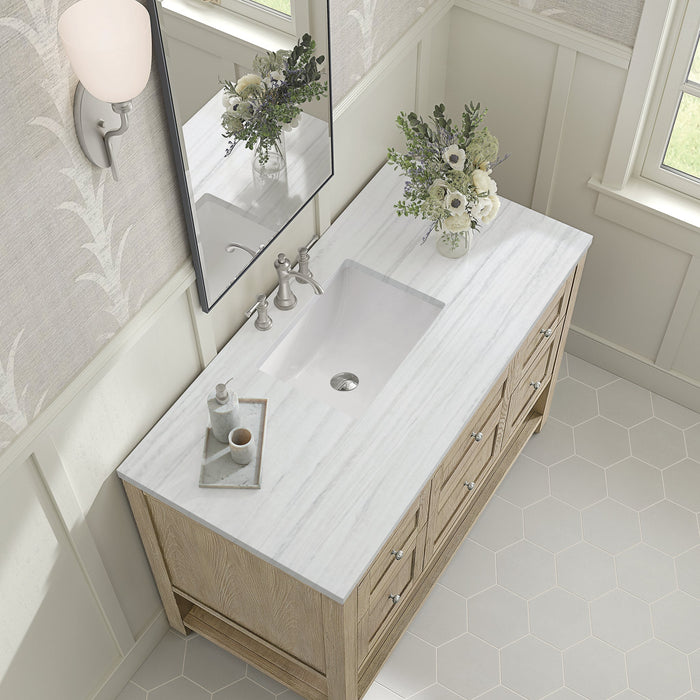 Breckenridge 48" Single Vanity in Whitewashed Oak Single Bathroom Vanity James Martin Vanities Lime Delight Quartz 