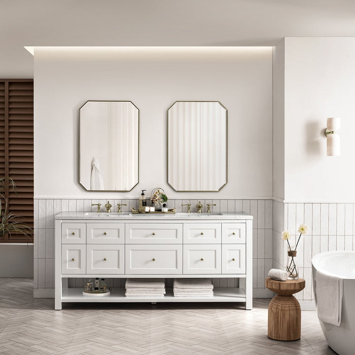 Breckenridge 72" Double Vanity in Bright White Double Bathroom Vanity James Martin Vanities Eternal Marfil Quartz 