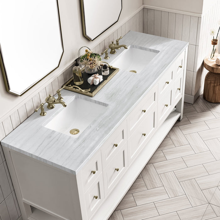 Breckenridge 72" Double Vanity in Bright White Double Bathroom Vanity James Martin Vanities Lime Delight Quartz 