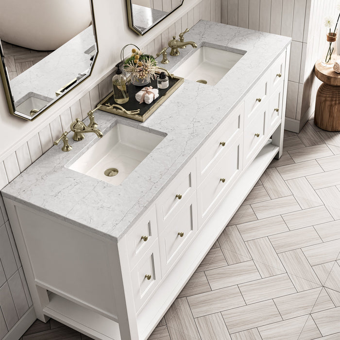 Breckenridge 72" Double Vanity in Bright White Double Bathroom Vanity James Martin Vanities Victorian Silver Quartz 