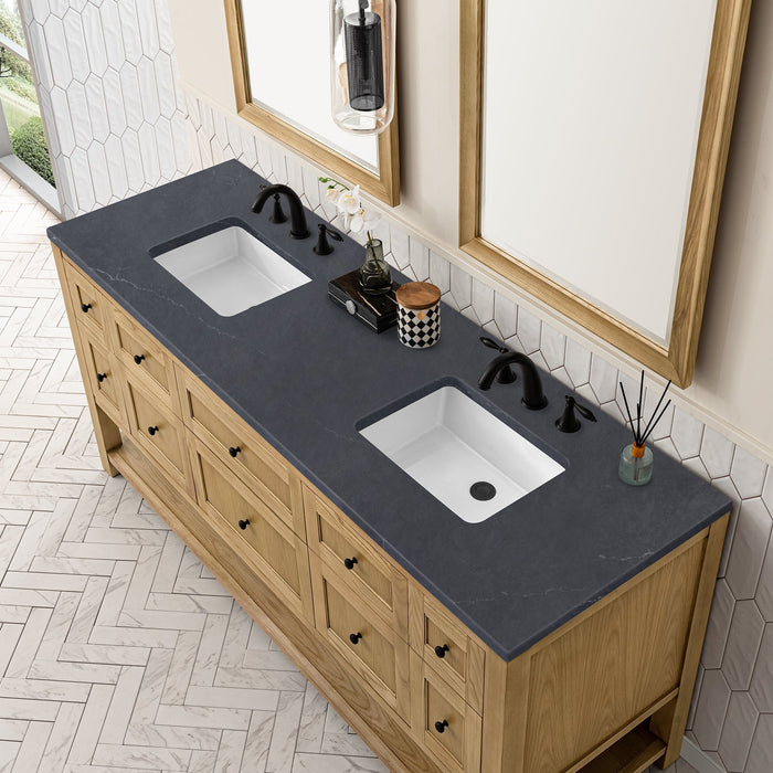 Breckenridge 72" Double Vanity in Light Natural Oak Double Bathroom Vanity James Martin Vanities Parisien Bleu Quartz 