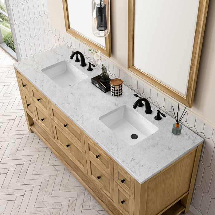 Breckenridge 72" Double Vanity in Light Natural Oak Double Bathroom Vanity James Martin Vanities White Zeus Quartz 