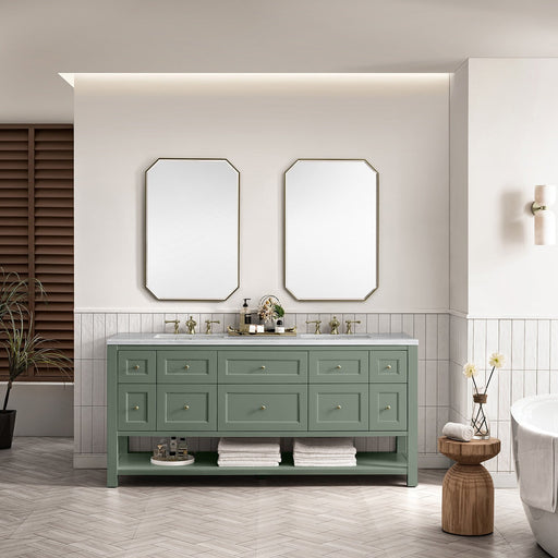 Breckenridge 72" Double Vanity in Smokey Celadon Double Bathroom Vanity James Martin Vanities Select Your Top 