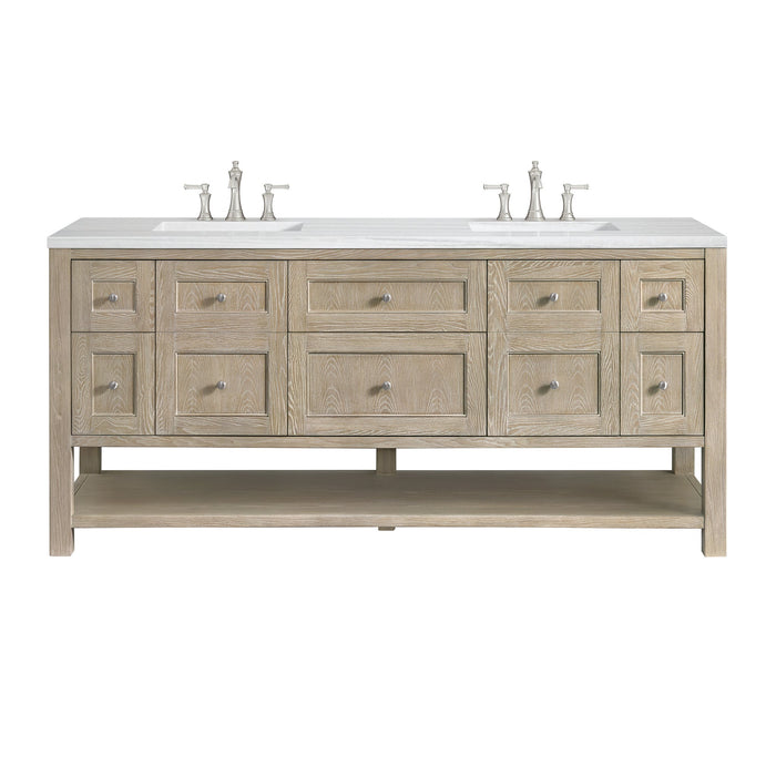 Breckenridge 72" Double Vanity in Whitewashed Oak Double Bathroom Vanity James Martin Vanities Charcoal Soapstone Quartz 