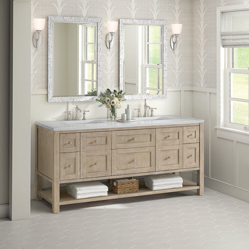 Breckenridge 72" Double Vanity in Whitewashed Oak Double Bathroom Vanity James Martin Vanities Arctic Fall Solid Surface 