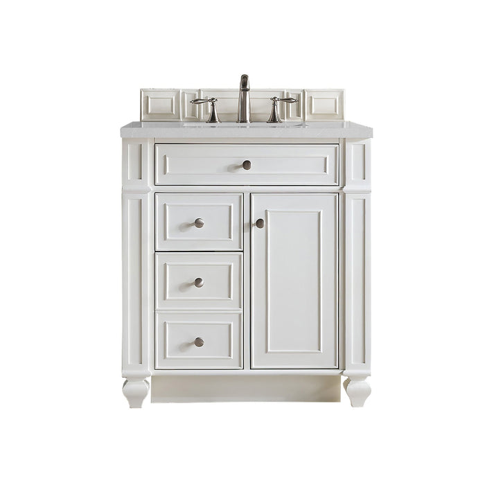 Bristol 30" Single Vanity in Bright White Single Bathroom Vanity James Martin Vanities Charcoal Soapstone Quartz 