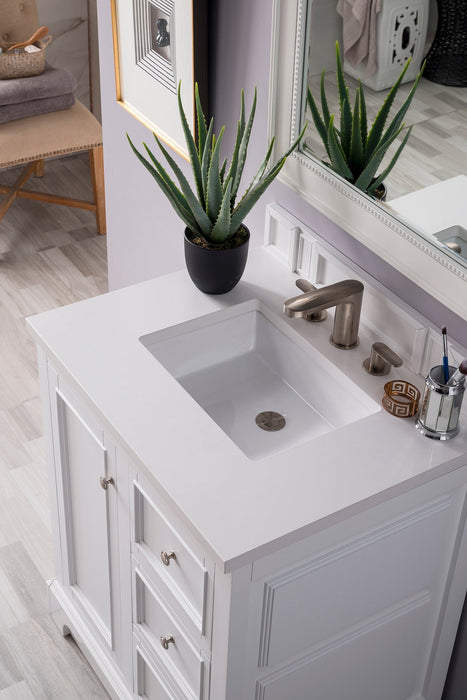 Bristol 30" Single Vanity in Bright White Single Bathroom Vanity James Martin Vanities Lime Delight Quartz 