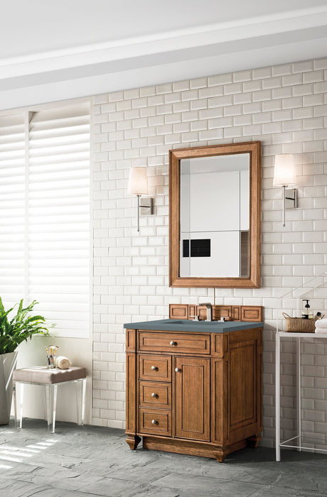 Bristol 30" Single Vanity in Saddle Brown Single Bathroom Vanity James Martin Vanities Charcoal Soapstone Quartz 