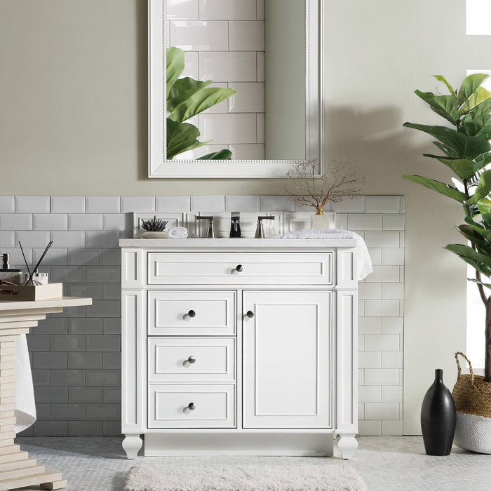 Bristol 36" Single Vanity in Bright White Single Bathroom Vanity James Martin Vanities Select a Top 