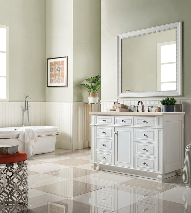 Bristol 48" Single Vanity in Bright White Single Bathroom Vanity James Martin Vanities Carrara White Marble 