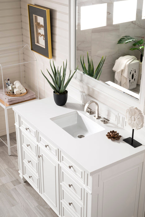 Bristol 48" Single Vanity in Bright White Single Bathroom Vanity James Martin Vanities Eternal Marfil Quartz 