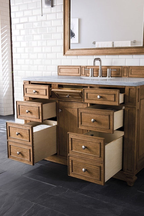 Bristol 48" Single Vanity in Saddle Brown Single Bathroom Vanity James Martin Vanities Charcoal Soapstone Quartz 