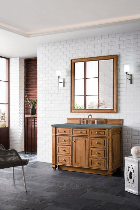 Bristol 48" Single Vanity in Saddle Brown Single Bathroom Vanity James Martin Vanities Eternal Serena Quartz 