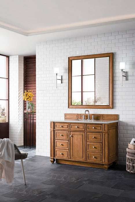 Bristol 48" Single Vanity in Saddle Brown Single Bathroom Vanity James Martin Vanities White Zeus Quartz 