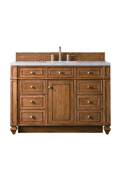 Bristol 48" Single Vanity in Saddle Brown Single Bathroom Vanity James Martin Vanities Eternal Jasmine Pearl Quartz 