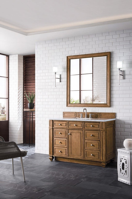 Bristol 48" Single Vanity in Saddle Brown Single Bathroom Vanity James Martin Vanities Arctic Fall Solid Surface 