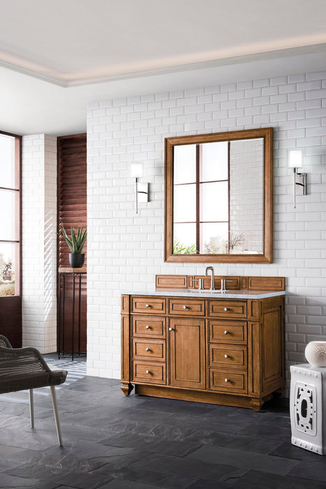 Bristol 48" Single Vanity in Saddle Brown Single Bathroom Vanity James Martin Vanities Ethereal Noctis Quartz 