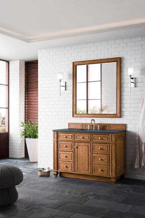 Bristol 48" Single Vanity in Saddle Brown Single Bathroom Vanity James Martin Vanities Eternal Marfil Quartz 