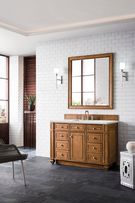 Bristol 48" Single Vanity in Saddle Brown Single Bathroom Vanity James Martin Vanities Carrara White Marble 