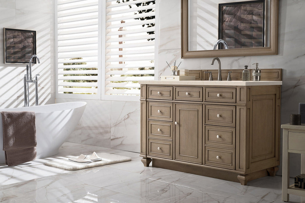 Bristol 48" Single Vanity in Whitewashed Walnut Single Bathroom Vanity James Martin Vanities Charcoal Soapstone Quartz 