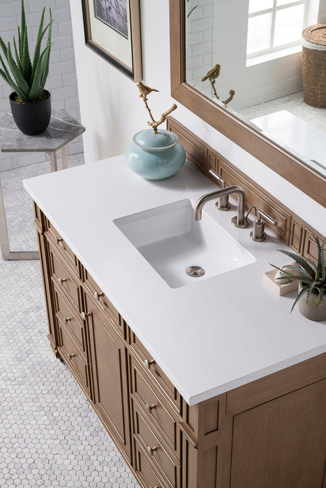 Bristol 48" Single Vanity in Whitewashed Walnut Single Bathroom Vanity James Martin Vanities Lime Delight Quartz 