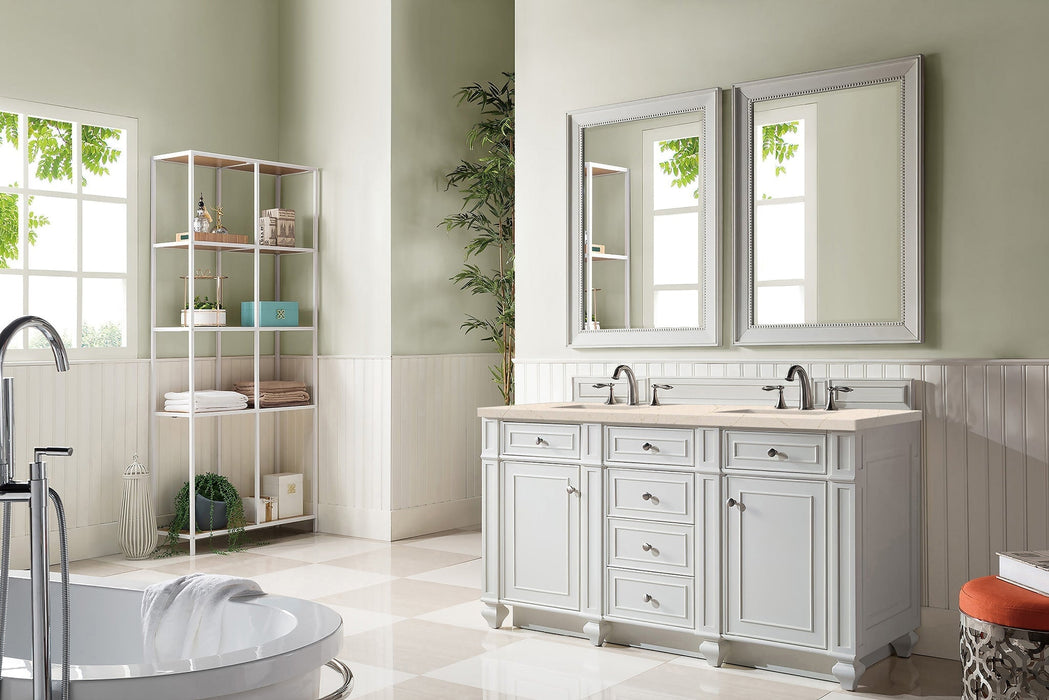 Bristol 60" Double Vanity in Bright White Double bathroom Vanity James Martin Vanities Parisien Bleu Quartz 