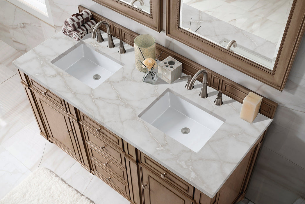 Bristol 60" Double Vanity in Whitewashed Walnut Double bathroom Vanity James Martin Vanities 