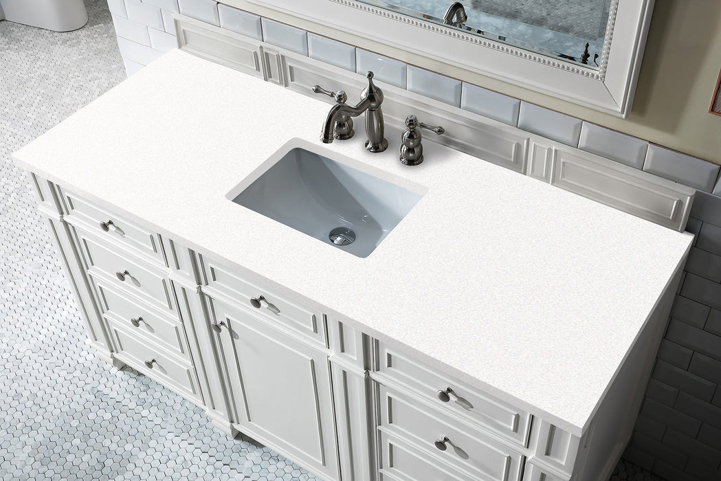 Bristol 60" Single Vanity in Bright White Double bathroom Vanity James Martin Vanities Victorian Silver Quartz 