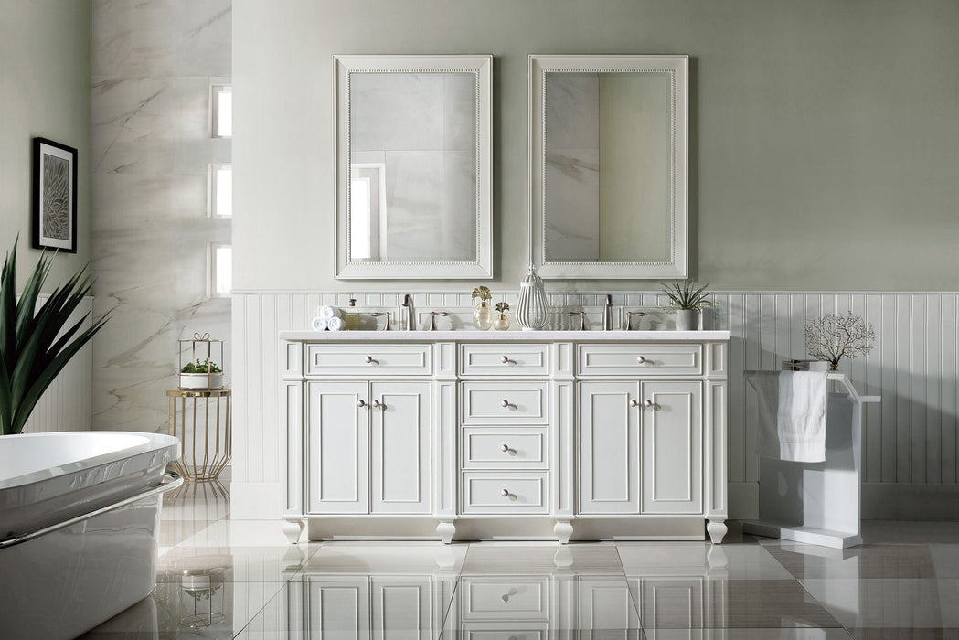 Bristol 72" Double Vanity in Bright White Double bathroom Vanity James Martin Vanities Arctic Fall Solid Surface 