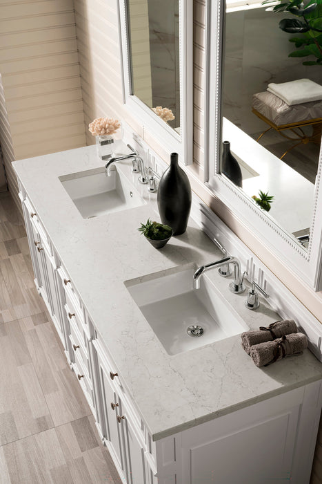 Bristol 72" Double Vanity in Bright White Double bathroom Vanity James Martin Vanities Charcoal Soapstone Quartz 