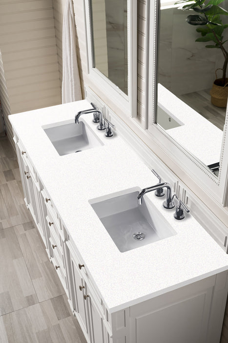 Bristol 72" Double Vanity in Bright White Double bathroom Vanity James Martin Vanities Eternal Serena Quartz 