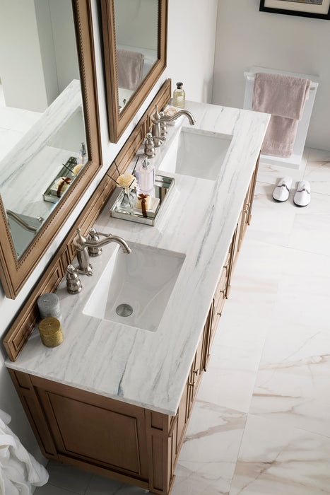 Bristol 72" Double Vanity in Whitewashed Walnut Double bathroom Vanity James Martin Vanities Arctic Fall Solid Surface 