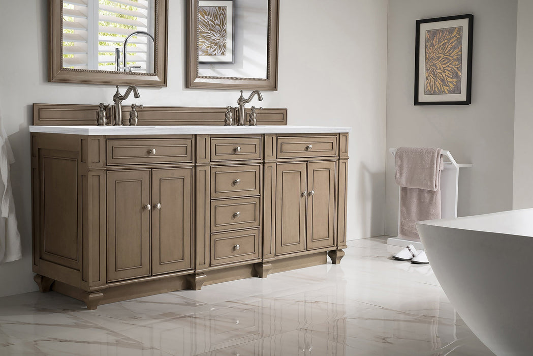 Bristol 72" Double Vanity in Whitewashed Walnut Double bathroom Vanity James Martin Vanities 