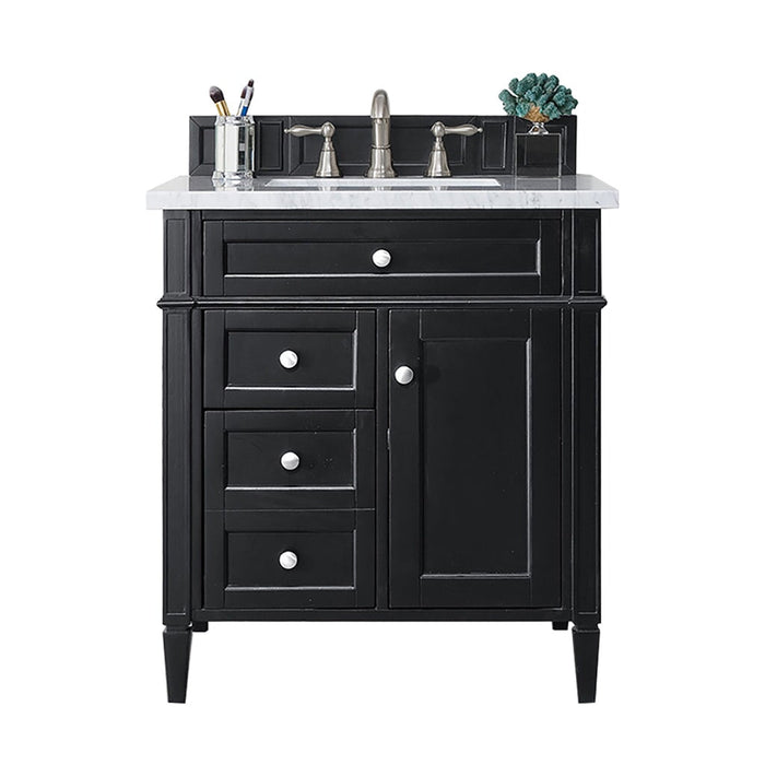 Brittany 30" Single Bathroom Vanity in Black Onyx Single Bathroom Vanity James Martin Vanities Lime Delight Quartz 