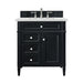 Brittany 30" Single Bathroom Vanity in Black Onyx Single Bathroom Vanity James Martin Vanities Victorian Silver Quartz 