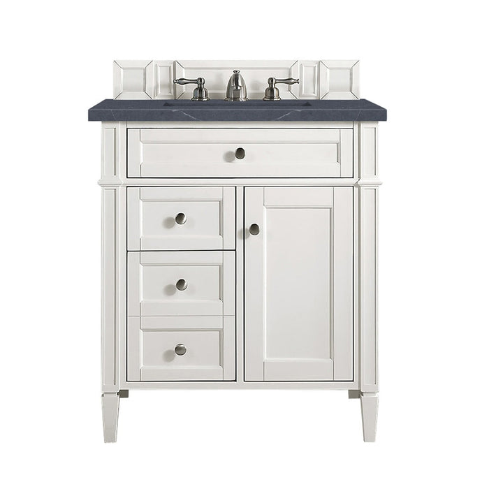 Brittany 30" Single Bathroom Vanity in Bright White Single Bathroom Vanity James Martin Vanities Eternal Marfil Quartz 