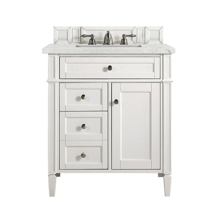 Brittany 30" Single Bathroom Vanity in Bright White Single Bathroom Vanity James Martin Vanities Lime Delight Quartz 