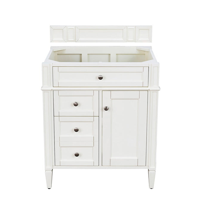 Brittany 30" Single Bathroom Vanity in Bright White Single Bathroom Vanity James Martin Vanities Charcoal Soapstone Quartz 