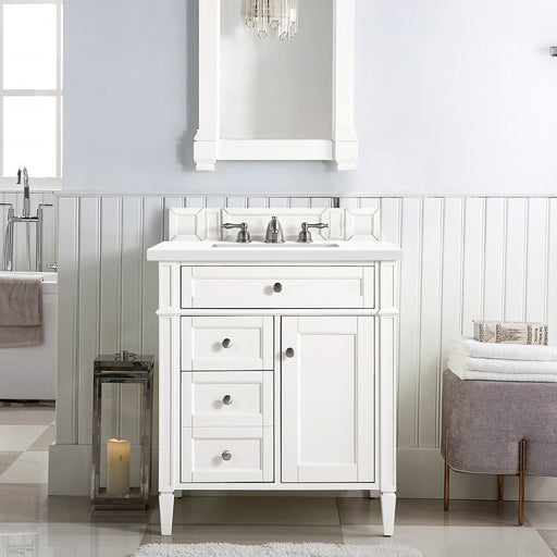 Brittany 30" Single Bathroom Vanity in Bright White Single Bathroom Vanity James Martin Vanities Select Your Top 