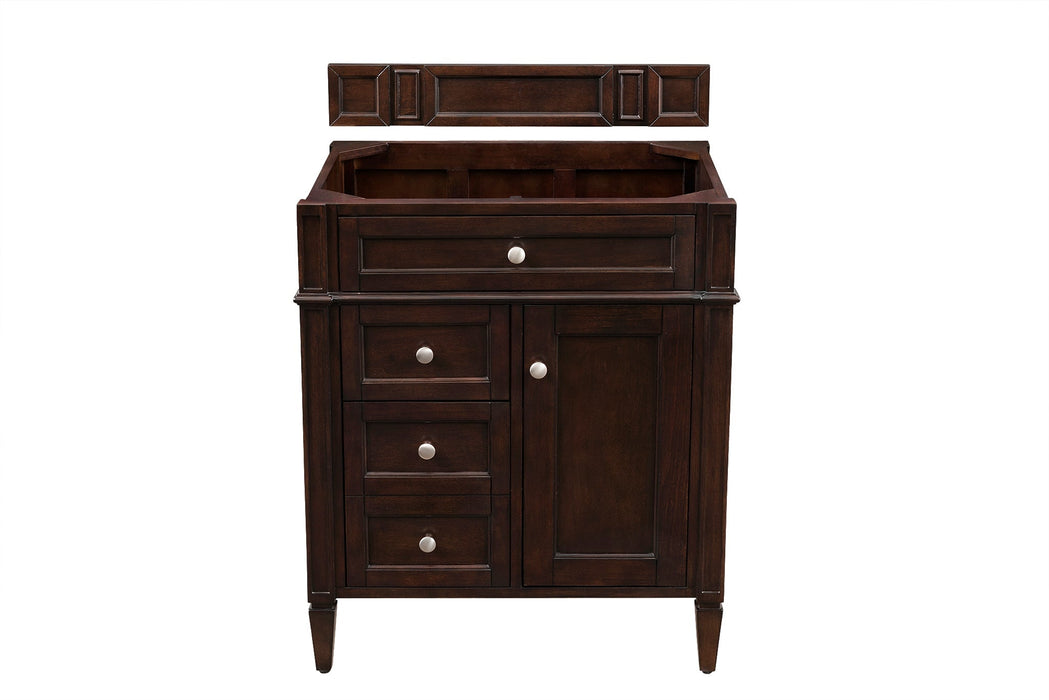 Brittany 30" Single Bathroom Vanity in Burnished Mahogany Single Bathroom Vanity James Martin Vanities Carrara White Marble 