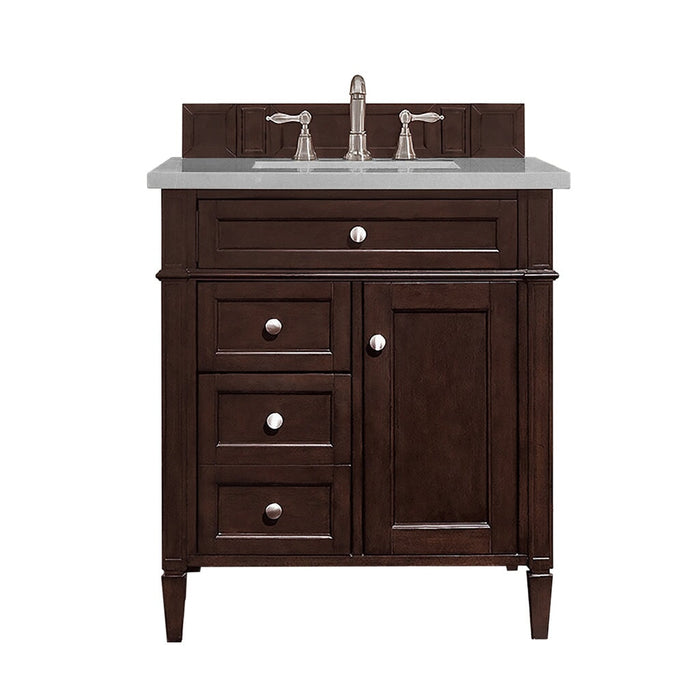 Brittany 30" Single Bathroom Vanity in Burnished Mahogany Single Bathroom Vanity James Martin Vanities Eternal Marfil Quartz 