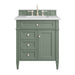 Brittany 30" Single Bathroom Vanity in Smokey Celadon Single Bathroom Vanity James Martin Vanities Eternal Serena Quartz 