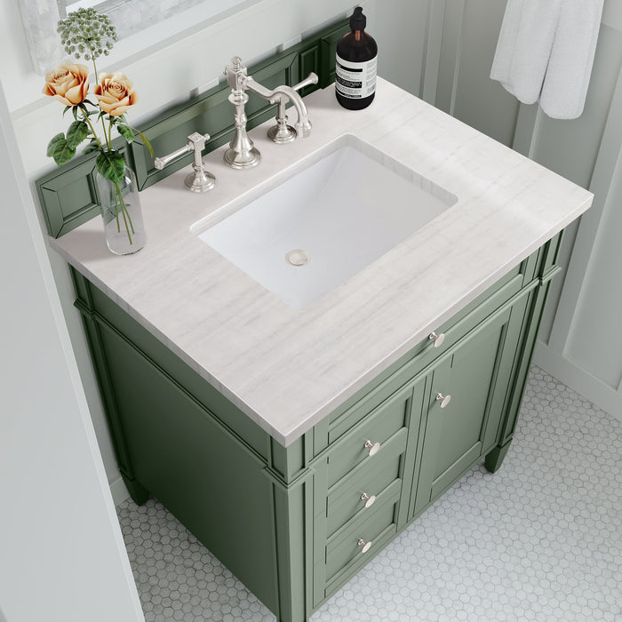 Brittany 30" Single Bathroom Vanity in Smokey Celadon Single Bathroom Vanity James Martin Vanities Charcoal Soapstone Quartz 