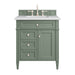 Brittany 30" Single Bathroom Vanity in Smokey Celadon Single Bathroom Vanity James Martin Vanities Eternal Jasmine Pearl Quartz 