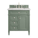 Brittany 30" Single Bathroom Vanity in Smokey Celadon Single Bathroom Vanity James Martin Vanities Carrara White Marble 