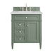 Brittany 30" Single Bathroom Vanity in Smokey Celadon Single Bathroom Vanity James Martin Vanities White Zeus Quartz 