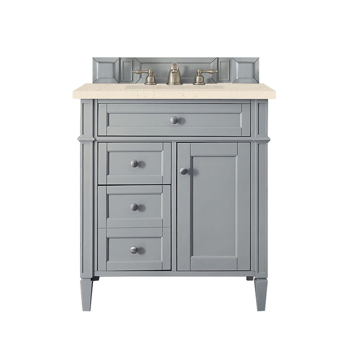 Brittany 30" Single Bathroom Vanity in Urban Gray Single Bathroom Vanity James Martin Vanities Parisien Bleu Quartz 