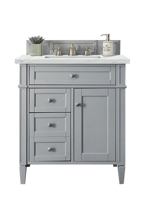 Brittany 30" Single Bathroom Vanity in Urban Gray Single Bathroom Vanity James Martin Vanities White Zeus Quartz 