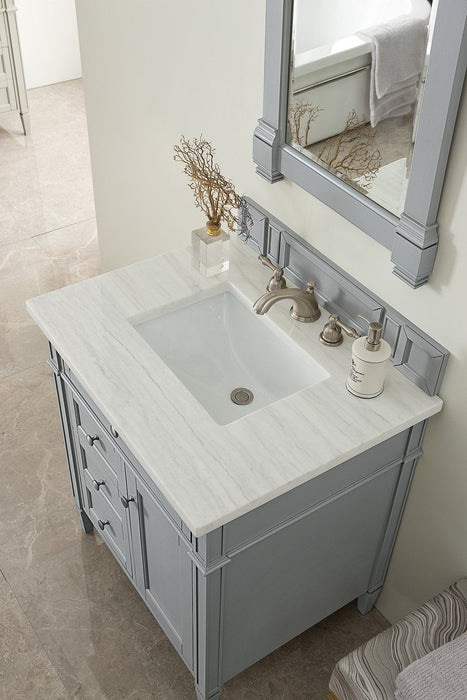 Brittany 30" Single Bathroom Vanity in Urban Gray Single Bathroom Vanity James Martin Vanities Ethereal Noctis Quartz 